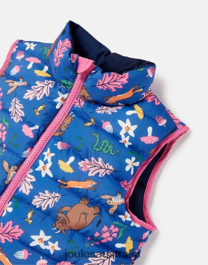 Joules Apparel Girls Gruffalo Flip It Reversible Vest 1-6 Years NVVNL260 BLUE