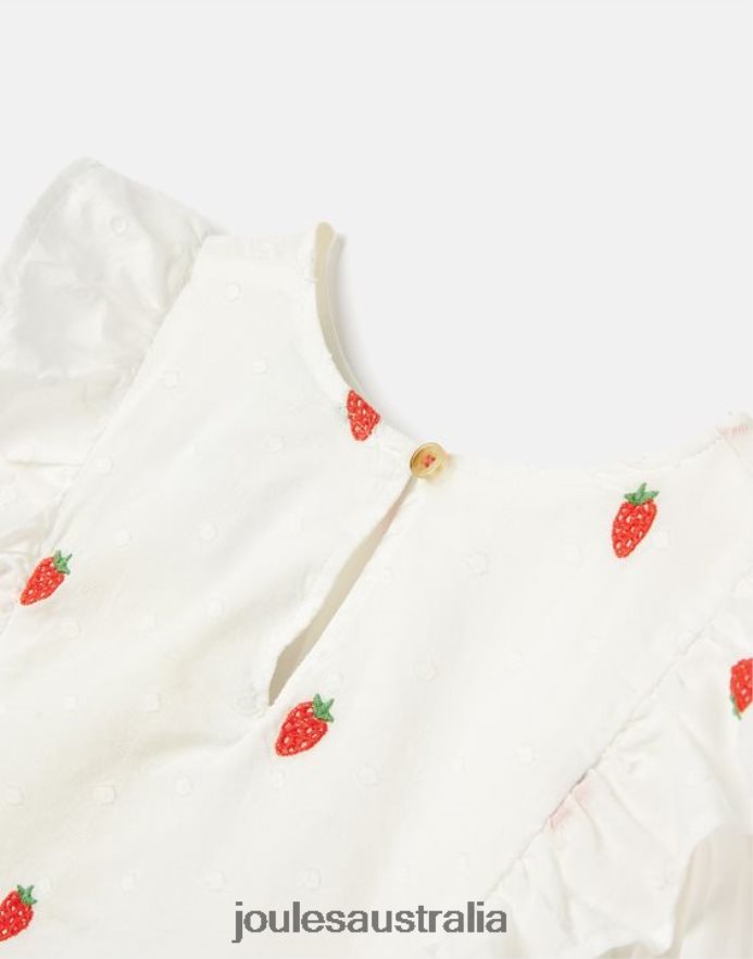 Joules Apparel Girls Lauren Woven Frill Shell Top NVVNL318 STRAWBERRY SPOT