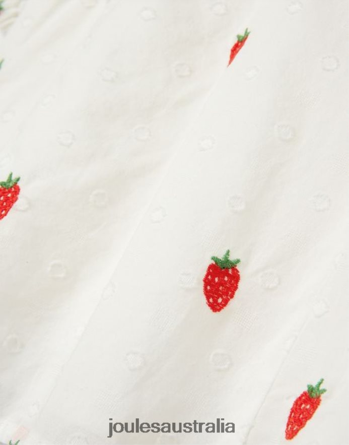 Joules Apparel Girls Lauren Woven Frill Shell Top NVVNL318 STRAWBERRY SPOT