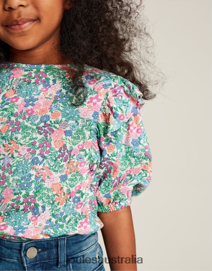Joules Apparel Girls Lauren Woven Frill Top 5-12 Years NVVNL257 MULTI DITSY