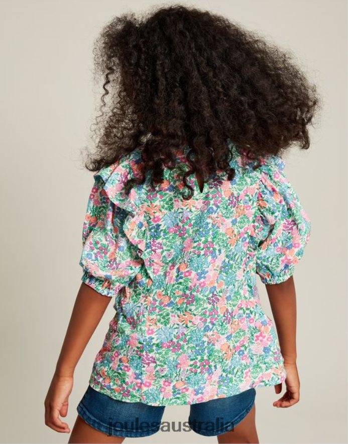 Joules Apparel Girls Lauren Woven Frill Top 5-12 Years NVVNL257 MULTI DITSY