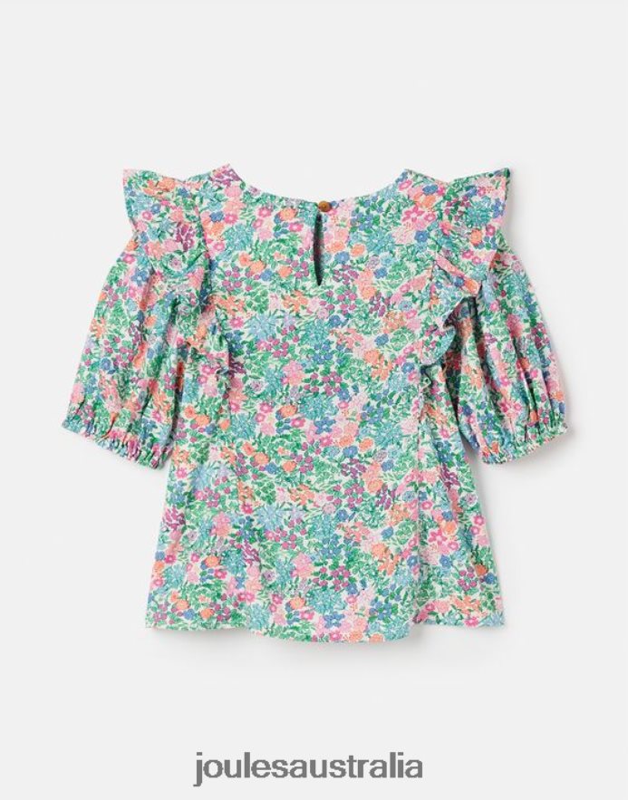 Joules Apparel Girls Lauren Woven Frill Top 5-12 Years NVVNL257 MULTI DITSY