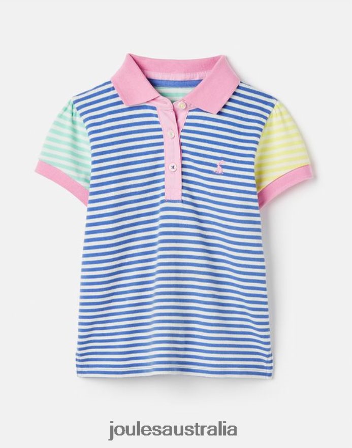 Joules Apparel Girls Morgan Stripe Polo Shirt 2-12 Years NVVNL255 BLUE MULTI STRIPE