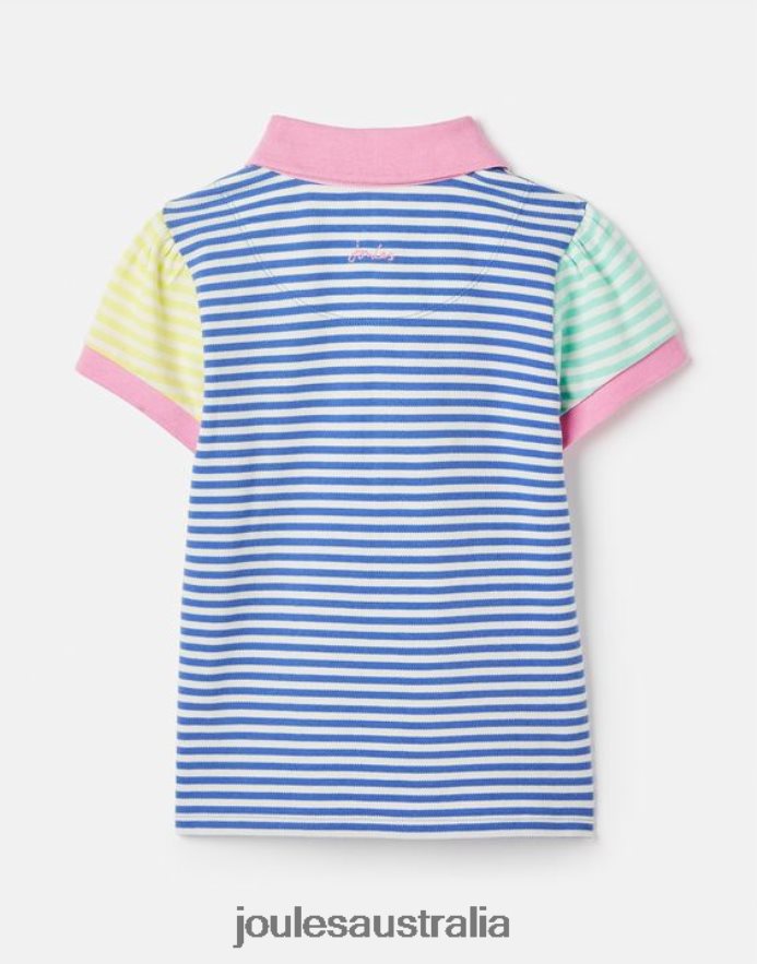 Joules Apparel Girls Morgan Stripe Polo Shirt 2-12 Years NVVNL255 BLUE MULTI STRIPE