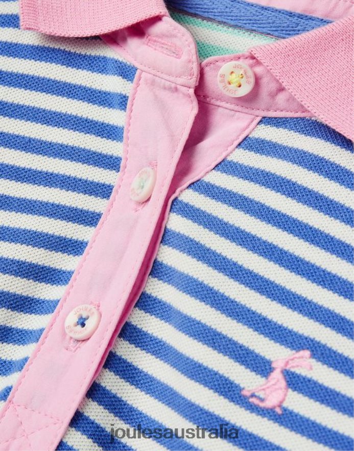 Joules Apparel Girls Morgan Stripe Polo Shirt 2-12 Years NVVNL255 BLUE MULTI STRIPE