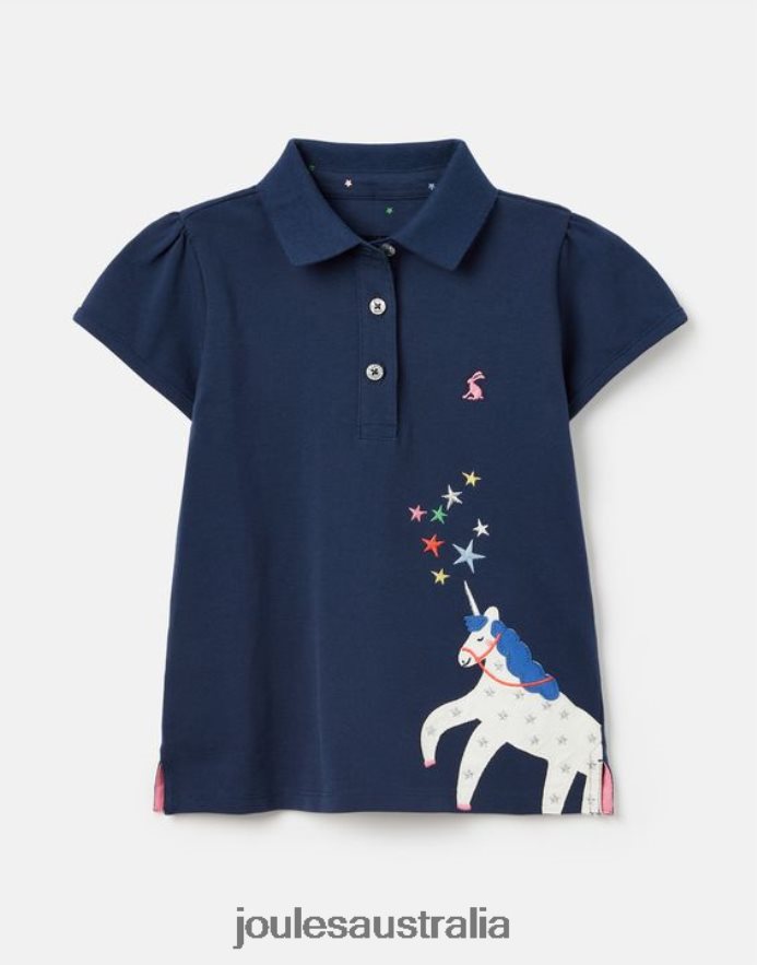 Joules Apparel Girls Moxie Polo Shirt 2-12 Years NVVNL315 NAVY UNICORN