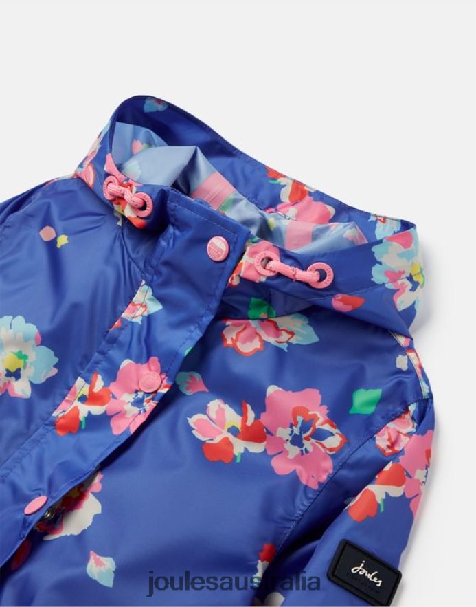 Joules Apparel Girls Golightly Packaway Jacket 2-12 Years NVVNL305 BLUE FLORAL