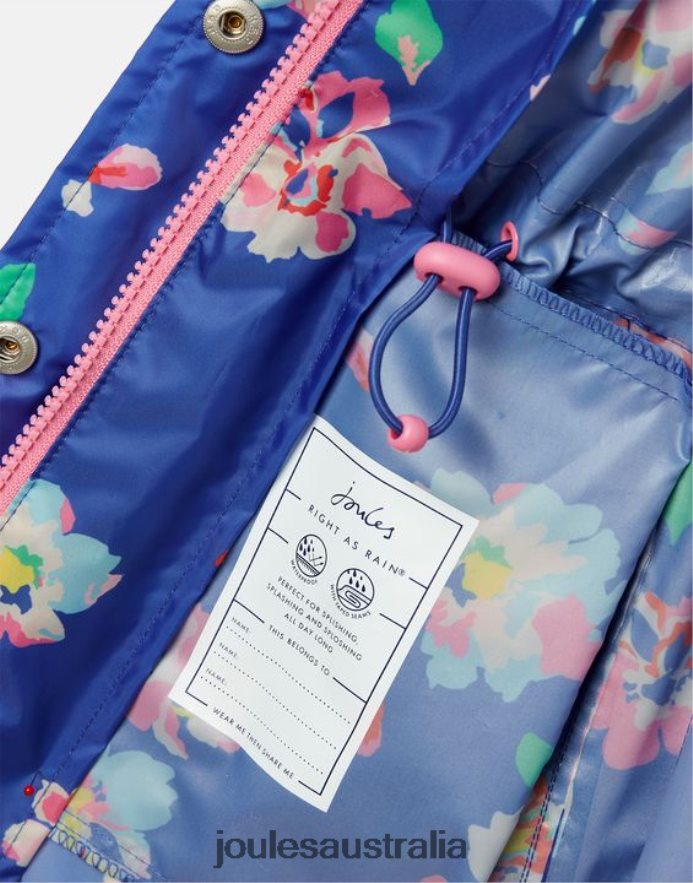 Joules Apparel Girls Golightly Packaway Jacket 2-12 Years NVVNL305 BLUE FLORAL