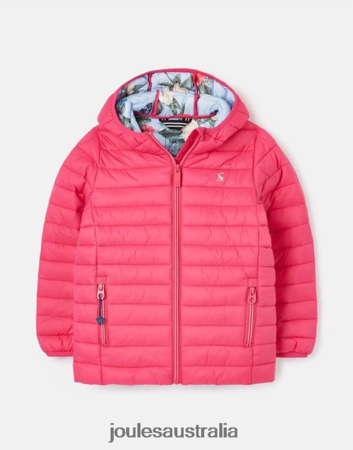 Joules Apparel Girls Kinnaird Showerproof Recycled Packable Padded Jacket 1-12 Years NVVNL279 BRIGHT PINK