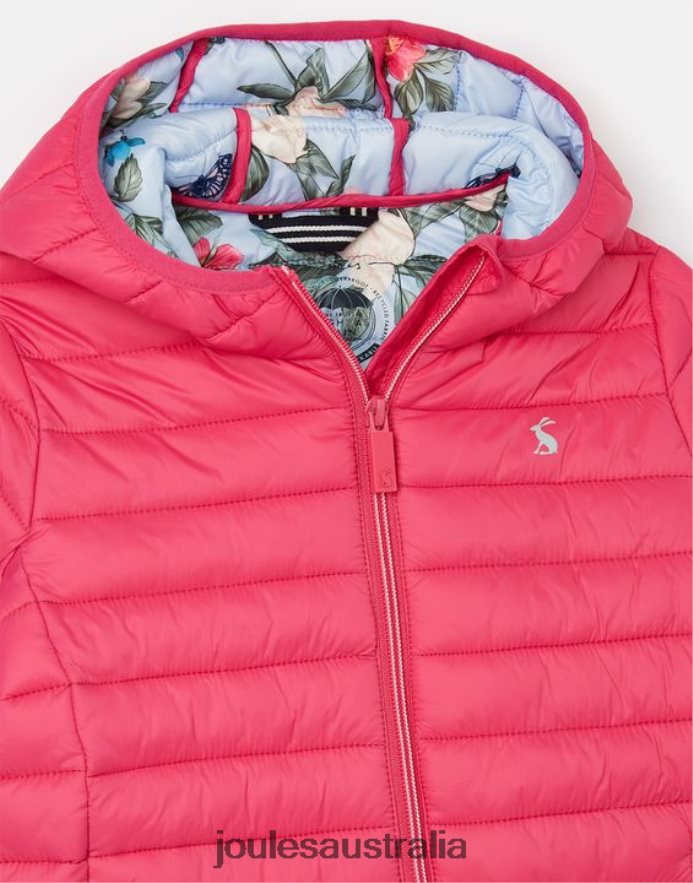 Joules Apparel Girls Kinnaird Showerproof Recycled Packable Padded Jacket 1-12 Years NVVNL279 BRIGHT PINK