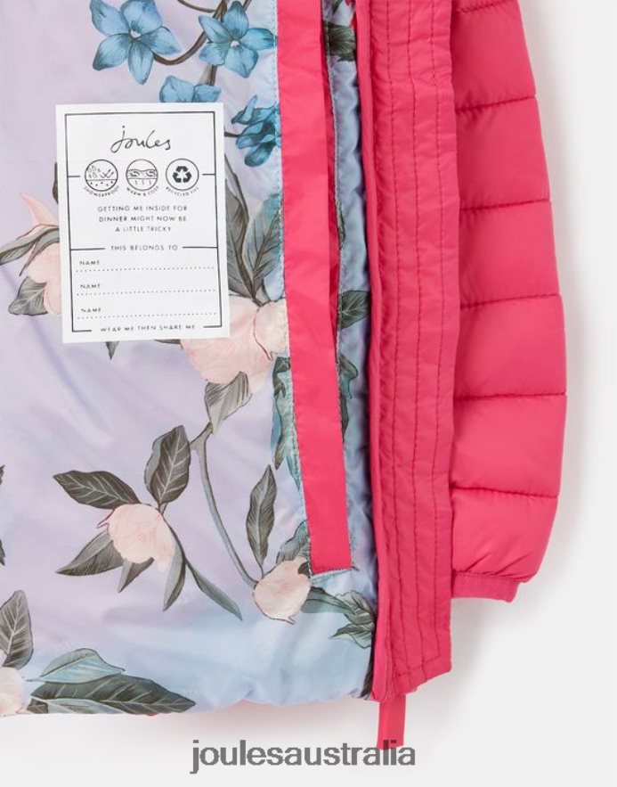 Joules Apparel Girls Kinnaird Showerproof Recycled Packable Padded Jacket 1-12 Years NVVNL279 BRIGHT PINK