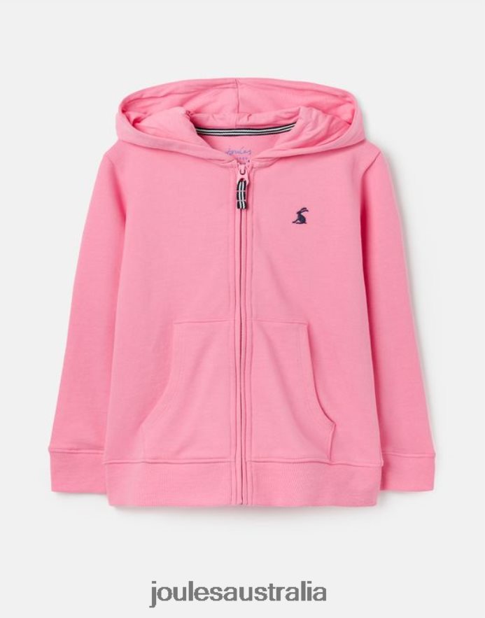 Joules Apparel Girls Mayday Zip Through Hooded Sweatshirt 2-12 Years NVVNL263 AURORA PINK