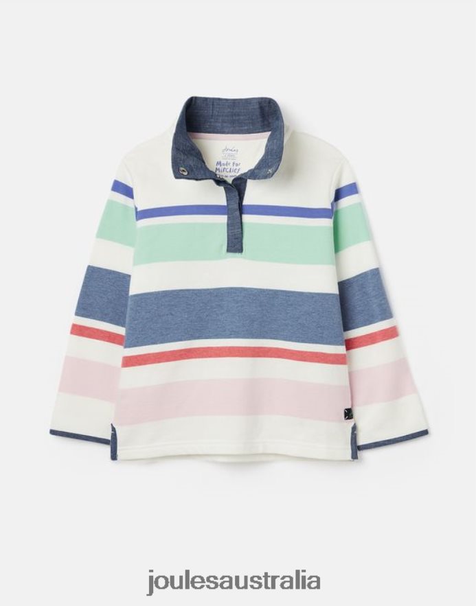 Joules Apparel Girls Saunton Stripe Funnel Neck Sweatshirt 2-12 Years NVVNL320 CREAM MULTI STRIPE