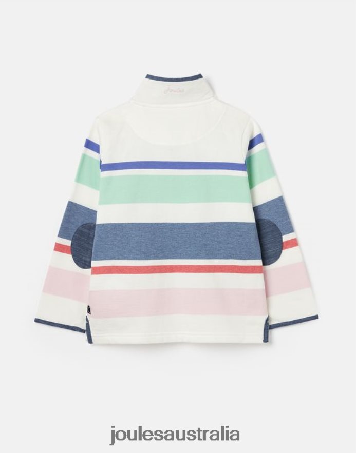 Joules Apparel Girls Saunton Stripe Funnel Neck Sweatshirt 2-12 Years NVVNL320 CREAM MULTI STRIPE