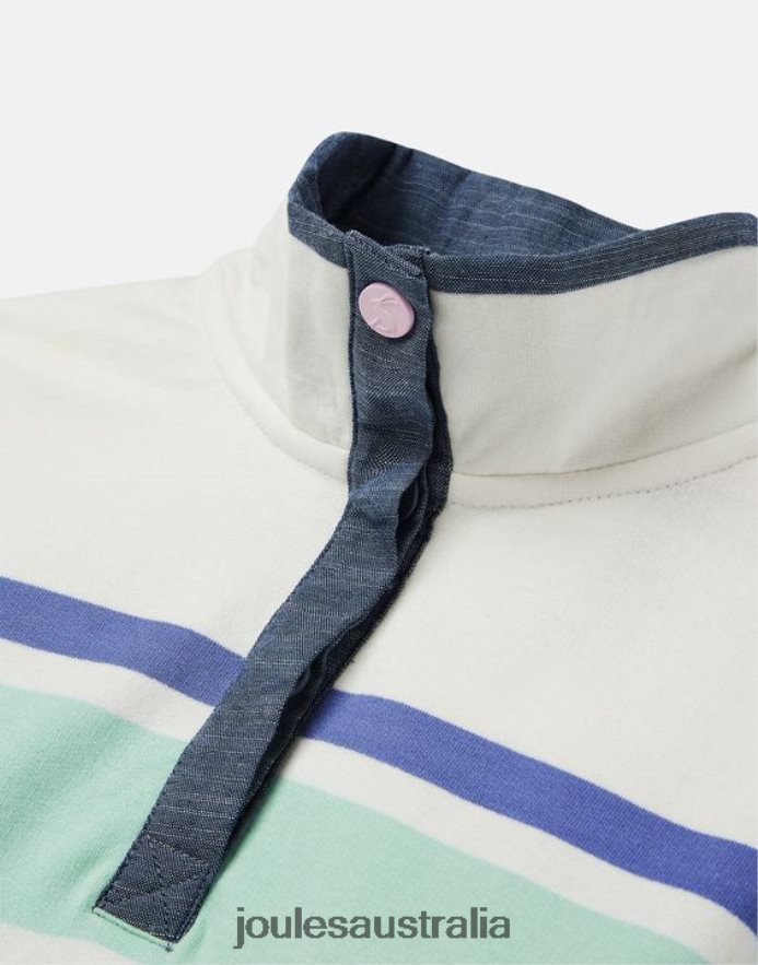 Joules Apparel Girls Saunton Stripe Funnel Neck Sweatshirt 2-12 Years NVVNL320 CREAM MULTI STRIPE