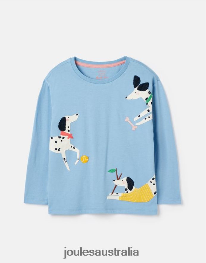 Joules Apparel Girls Ava Long Sleeve T-Shirt 2-12 Years NVVNL272 BEL AIR BLUE