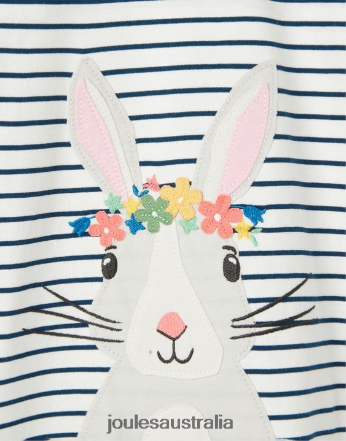 Joules Apparel Girls Ava Long Sleeve T-Shirt 2-12 Years NVVNL281 CREAM NAVY STRIPE