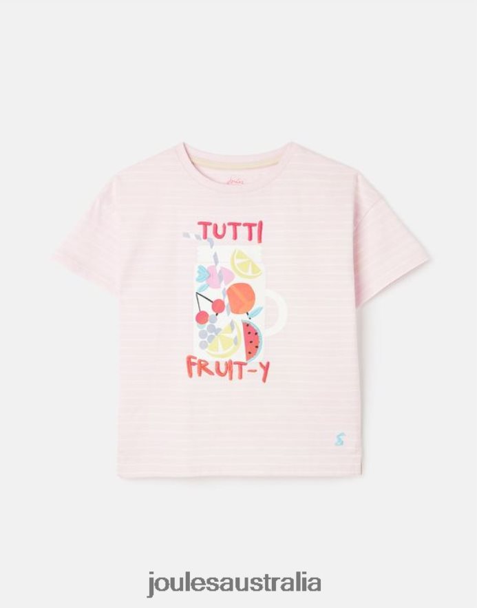 Joules Apparel Girls Bethany Applique T-Shirt 2-12 Years NVVNL295 FRUITY PINK