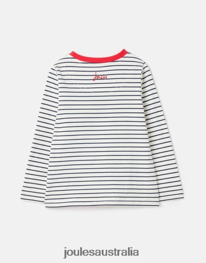 Joules Apparel Girls Burghley Long Sleeve T-Shirt 2-12 Years NVVNL287 NAVY HORSE STRIPE