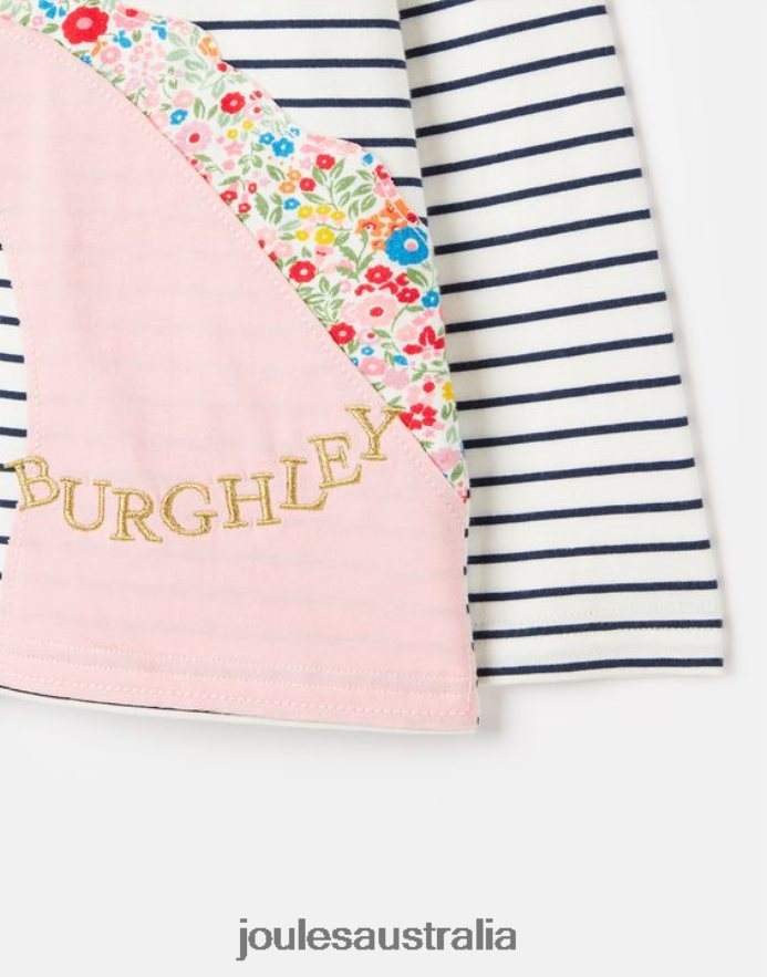 Joules Apparel Girls Burghley Long Sleeve T-Shirt 2-12 Years NVVNL287 NAVY HORSE STRIPE