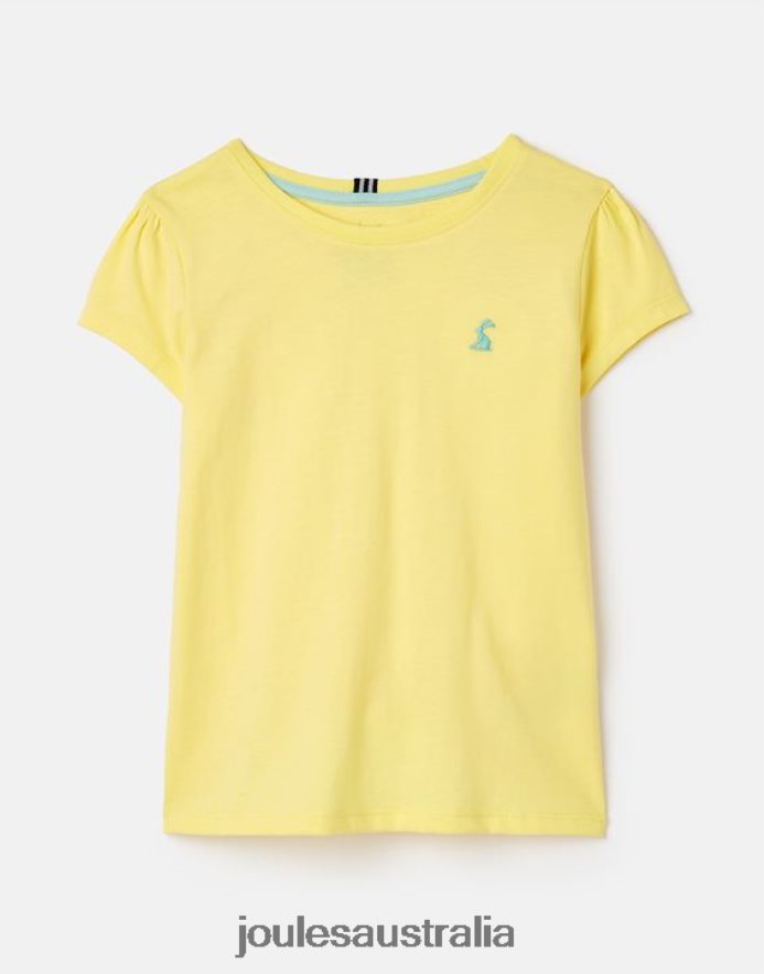 Joules Apparel Girls Cassie Short Sleeve T-Shirt 2-12 Years NVVNL275 PALE YELLOW