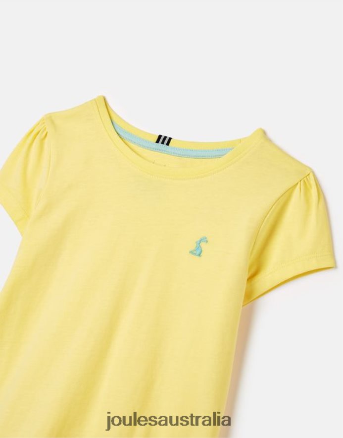 Joules Apparel Girls Cassie Short Sleeve T-Shirt 2-12 Years NVVNL275 PALE YELLOW