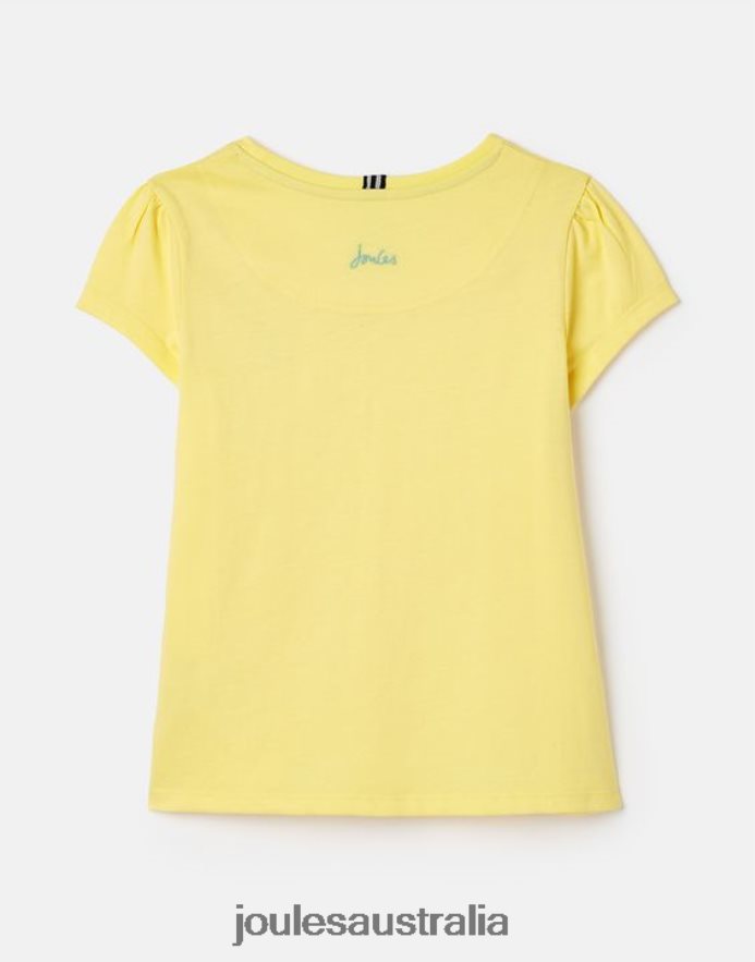 Joules Apparel Girls Cassie Short Sleeve T-Shirt 2-12 Years NVVNL275 PALE YELLOW