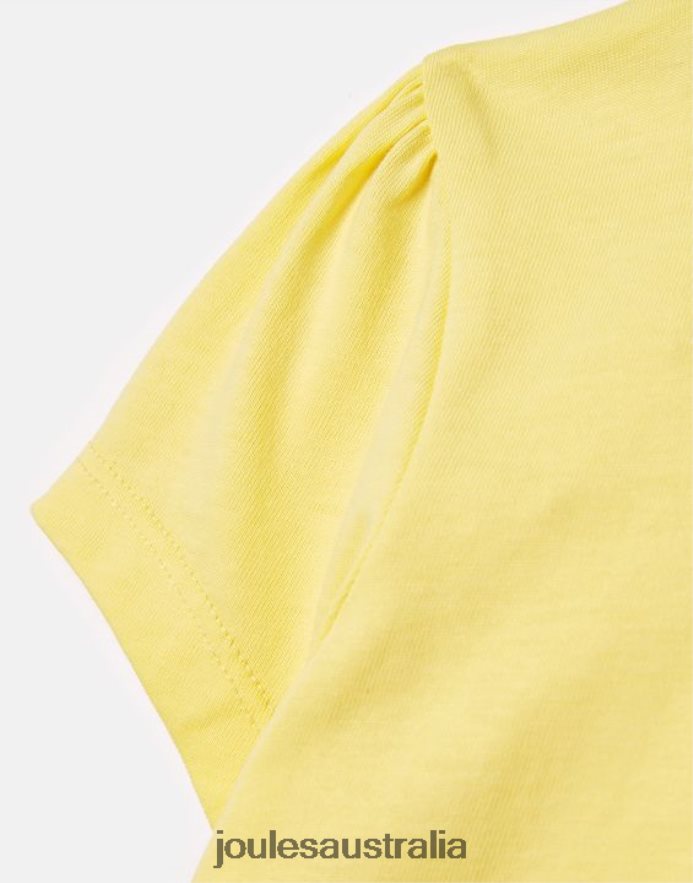 Joules Apparel Girls Cassie Short Sleeve T-Shirt 2-12 Years NVVNL275 PALE YELLOW