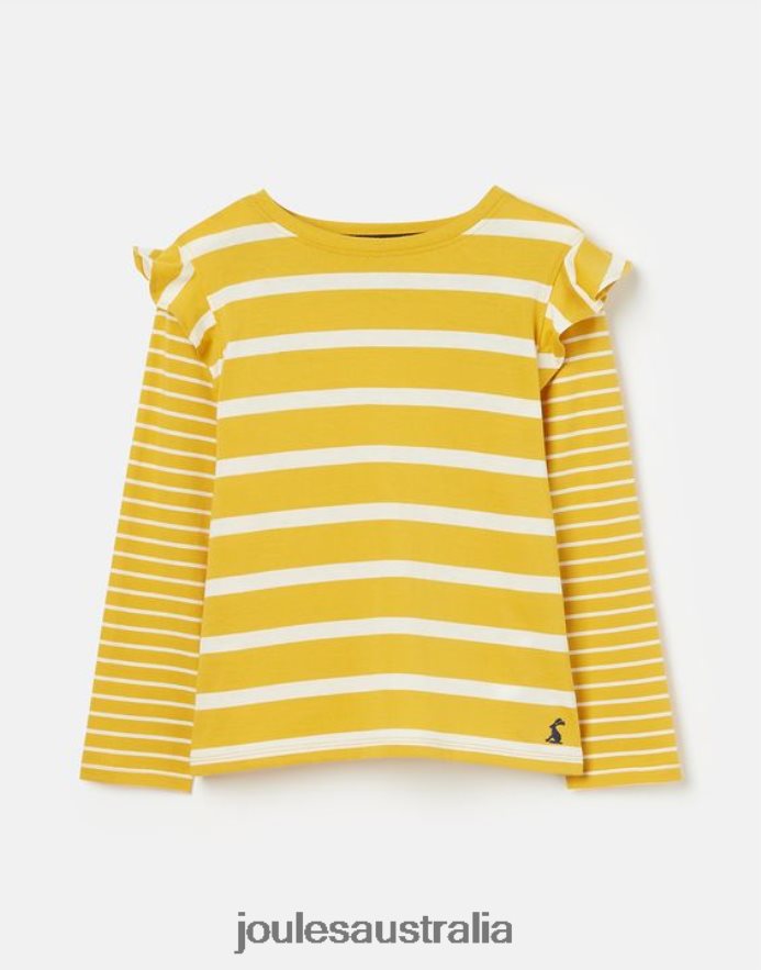 Joules Apparel Girls Elora Long Sleeve Jersey T-Shirt 2-12 Years NVVNL302 YELLOW STRIPE