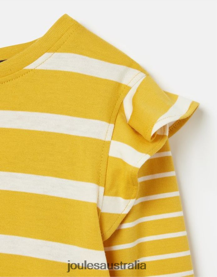 Joules Apparel Girls Elora Long Sleeve Jersey T-Shirt 2-12 Years NVVNL302 YELLOW STRIPE