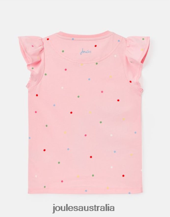 Joules Apparel Girls Flutter Astra Short Sleeve T-shirt 2-8 Years NVVNL290 PINK UNICORN