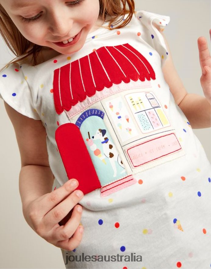 Joules Apparel Girls Flutter Astra T-Shirt 2-8 Years NVVNL306 ICE CREAM SPOT