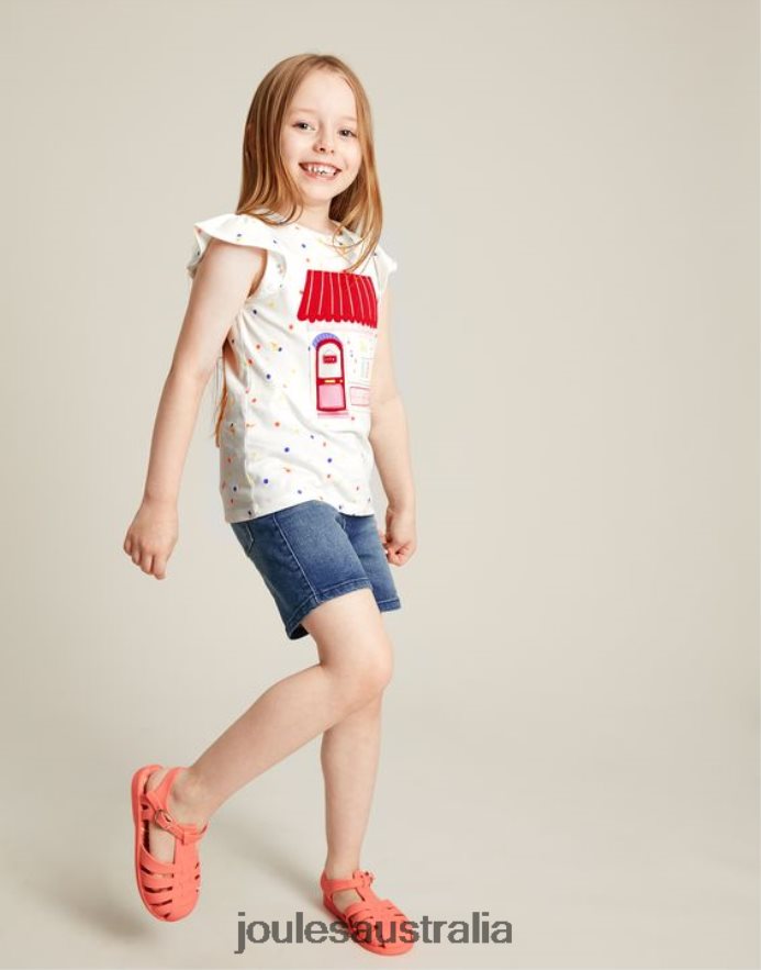 Joules Apparel Girls Flutter Astra T-Shirt 2-8 Years NVVNL306 ICE CREAM SPOT