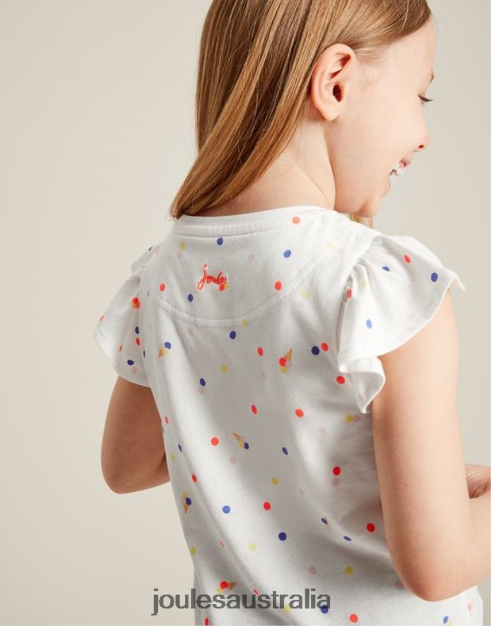 Joules Apparel Girls Flutter Astra T-Shirt 2-8 Years NVVNL306 ICE CREAM SPOT
