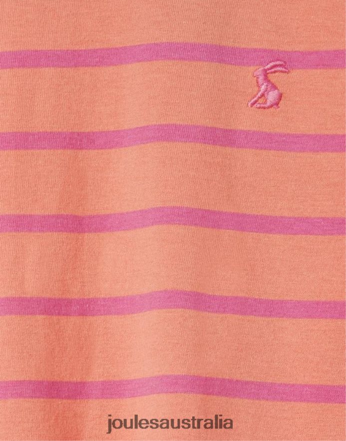 Joules Apparel Girls Frillside Short Sleeve Frill T-Shirt 2-12 Years NVVNL297 PEACH STRIPE