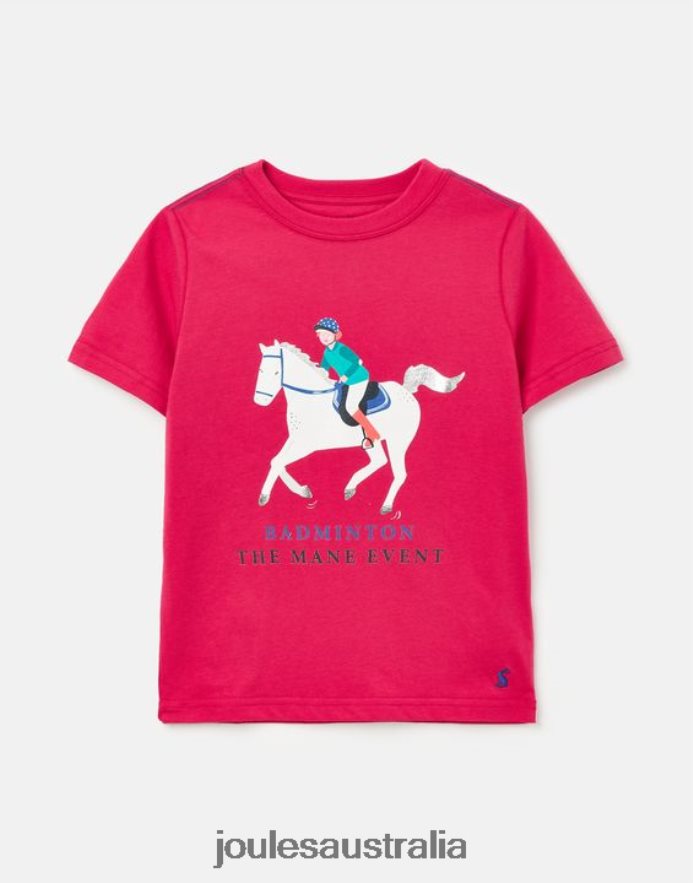 Joules Apparel Girls Kids Unisex Badminton Short Sleeve T-Shirt 2-12 Years NVVNL284 DEEP RASPBERRY