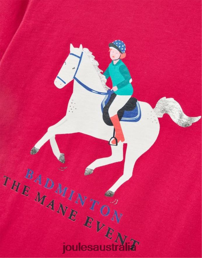 Joules Apparel Girls Kids Unisex Badminton Short Sleeve T-Shirt 2-12 Years NVVNL284 DEEP RASPBERRY