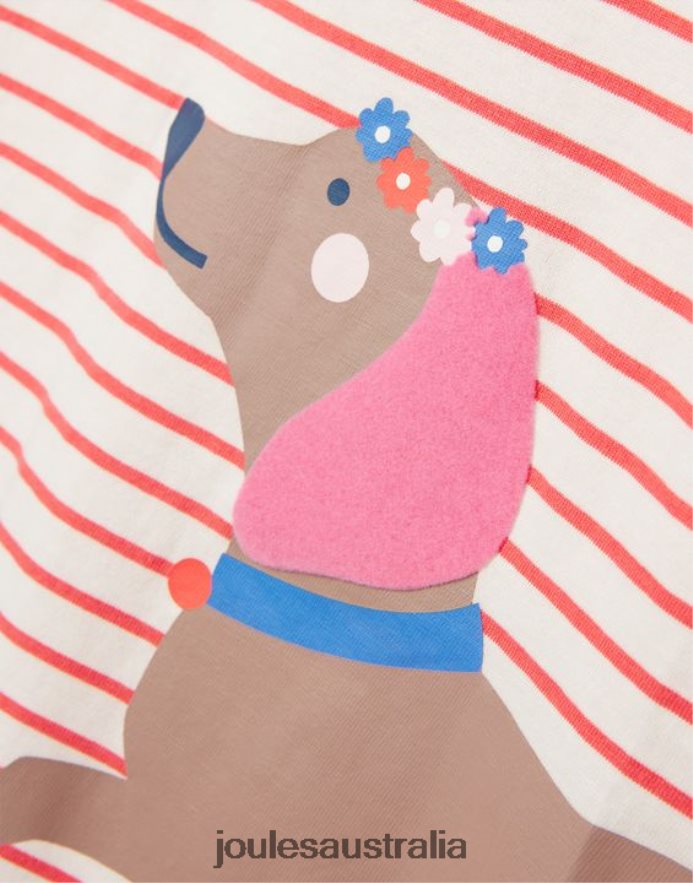 Joules Apparel Girls Pixie Screenprint T-Shirt 2-12 Years NVVNL259 STRIPE DOG
