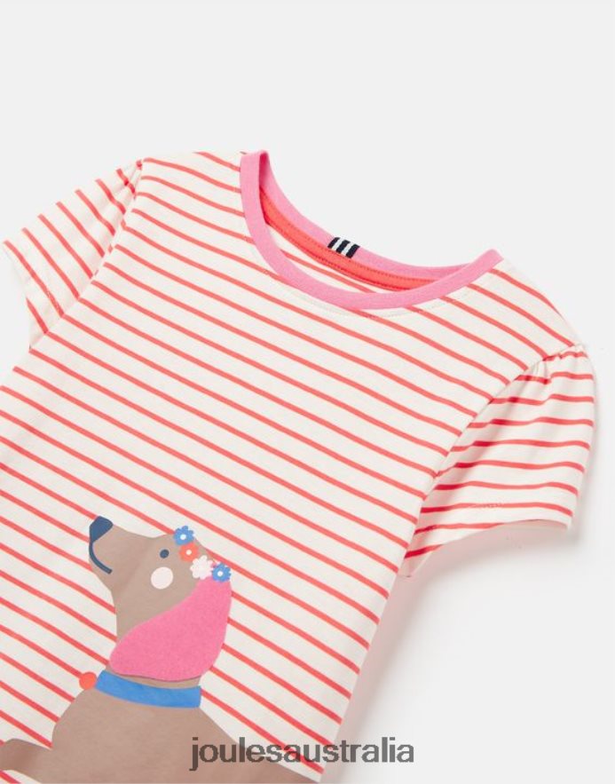 Joules Apparel Girls Pixie Screenprint T-Shirt 2-12 Years NVVNL259 STRIPE DOG