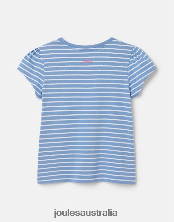 Joules Apparel Girls Pixie Screenprint T-Shirt 2-12 Years NVVNL289 BLUE STRIPE FLAMINGO