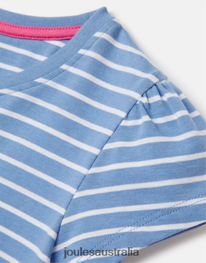 Joules Apparel Girls Pixie Screenprint T-Shirt 2-12 Years NVVNL289 BLUE STRIPE FLAMINGO