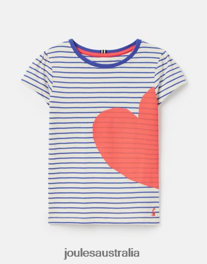 Joules Apparel Girls Pixie Short Sleeve Screenprint T-Shirt 2-12 Years NVVNL265 RED HEART STRIPE