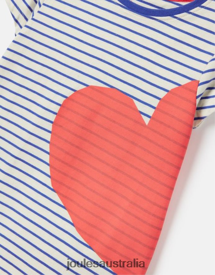 Joules Apparel Girls Pixie Short Sleeve Screenprint T-Shirt 2-12 Years NVVNL265 RED HEART STRIPE