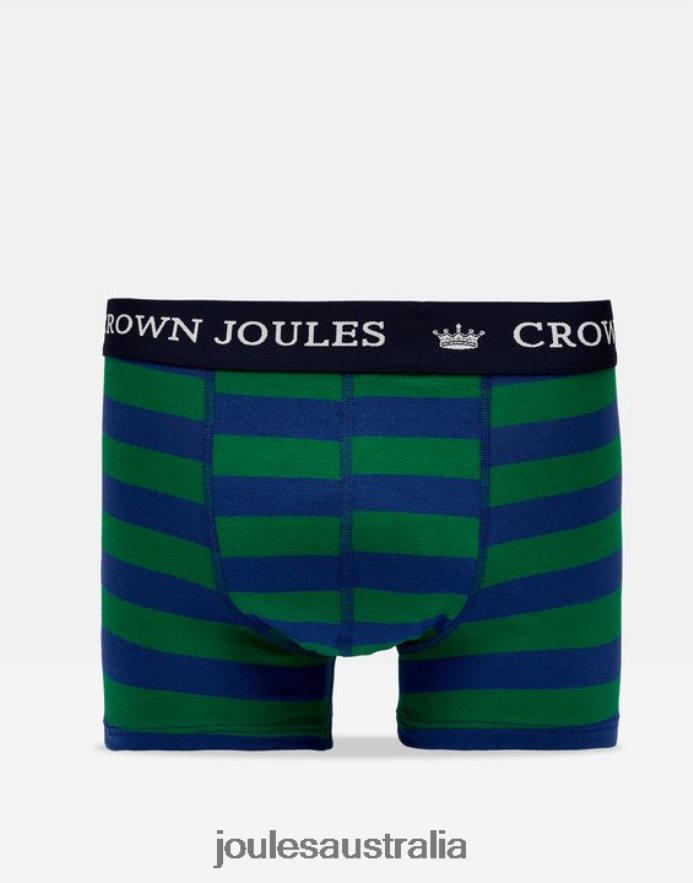 Joules Accessories Men Crown Cotton Boxers 2 Pack NVVNL172 GREEN BLUE STRIPE