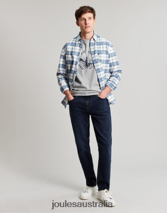 Joules Apparel Men The Oakham Slim Fit 5 Pocket Denim Jean NVVNL205 INK WASH DENIM