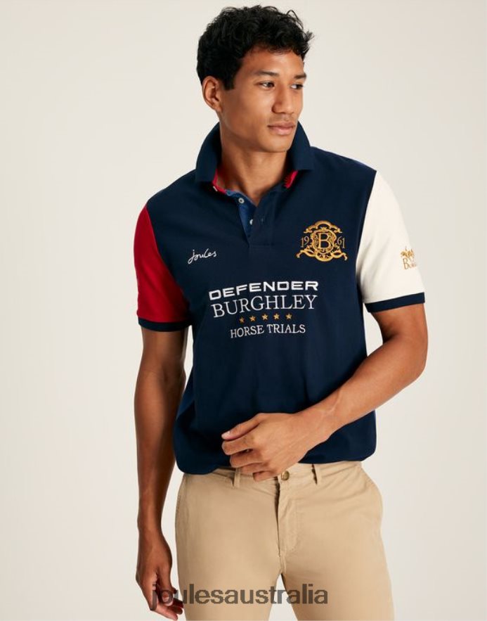 Joules Apparel Men Burghley Short Sleeved Polo Shirt NVVNL222 FRENCH NAVY
