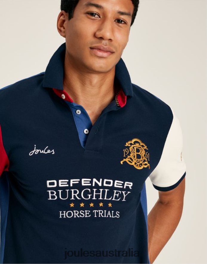 Joules Apparel Men Burghley Short Sleeved Polo Shirt NVVNL222 FRENCH NAVY