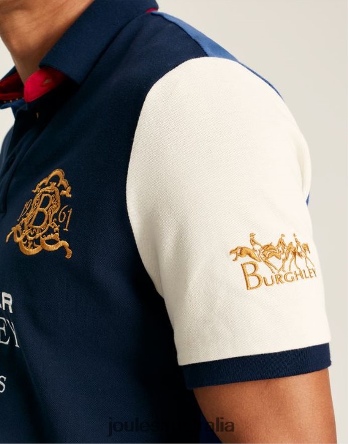 Joules Apparel Men Burghley Short Sleeved Polo Shirt NVVNL222 FRENCH NAVY
