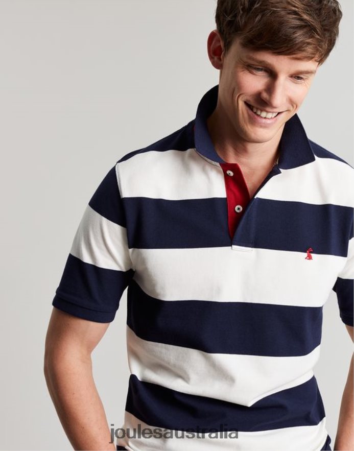 Joules Apparel Men Filbert Polo Shirt NVVNL165 BLUE WHITE STRIPE