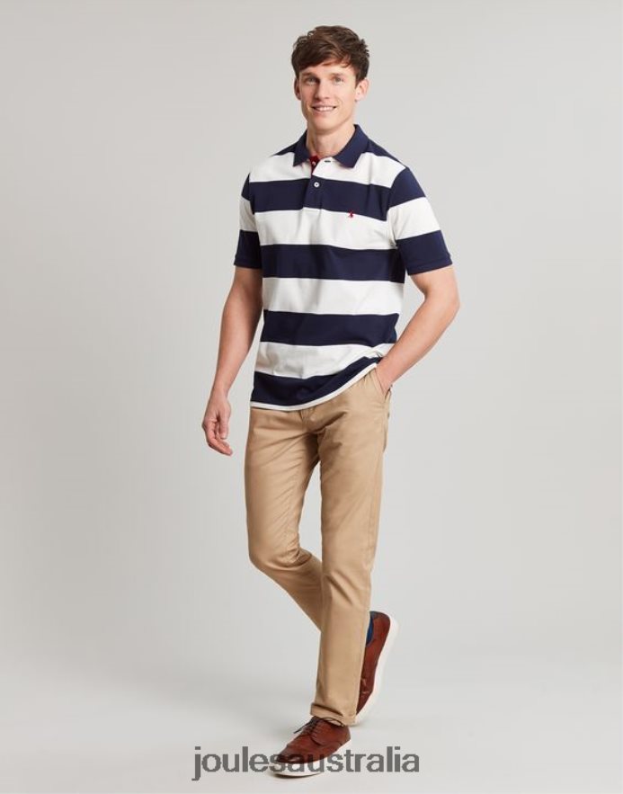 Joules Apparel Men Filbert Polo Shirt NVVNL165 BLUE WHITE STRIPE
